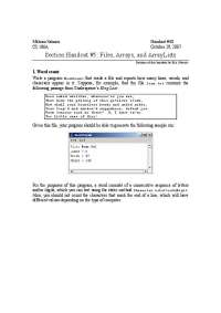 Files, Arrays, and ArrayLists - Section Handout - Programming Methodology- 30