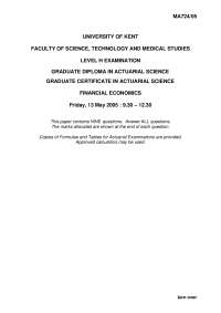 Financial Economics - Exam 2005 - Statistics and Economics