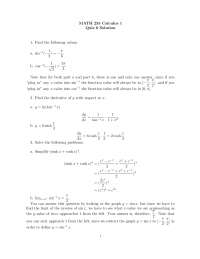 Quiz 6 with Solution Key - Calculus I | MATH 235 - Docsity