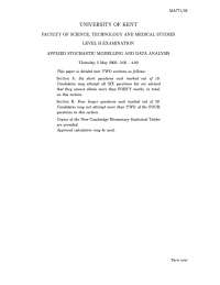 Applied Stochastic Modelling and Data Analysis - Exam 2005 - Statistics ...
