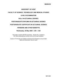 Actuarial Science Exam: Pensions and Other Benefits - University of Kent