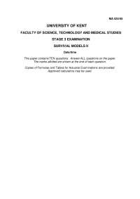 Survival Models - Exam 2005 - Statistics and Economics