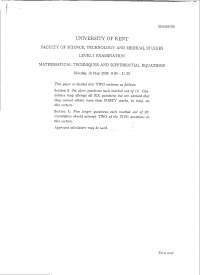 Mathematical Techniques and Differential Equations - Exam 2005 - Statistics and Economics