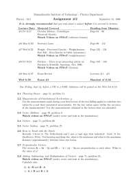 Classical Mechanics - Assignment 2 - Physics - Docsity