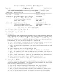 Classical Mechanics - Assignment 6 - Physics - Docsity