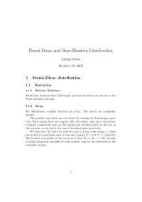 Fermi-Dirac and Bose Einstein Distribution, Lecture Notes - Physics