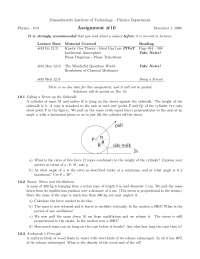 Classical Mechanics - Assignment 10 - Physics - Docsity