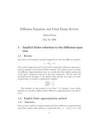 Diffusion Equations, Lecture Notes - Advanced Calculus - Docsity