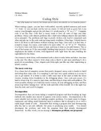 Coding Style - Section Handout assignment - Programming Methodology- 17
