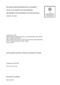 Power Electronic Systems-2001 2002 Exam-Electrical Engineering