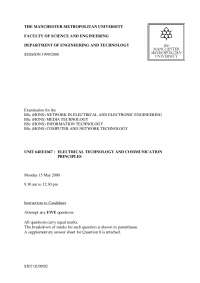 Electrical Tech & Communication Exam Questions, Manchester Met Univ.