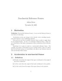 Non-Inertial Reference Frames, Lecture Notes - Physics