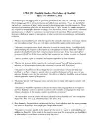 Solved Quiz 1 for The Culture of Disability | SPED 117