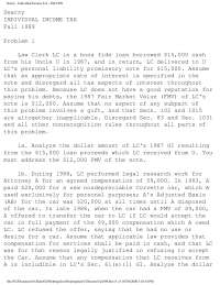 Individual Income Tax - Exam Fall 1989 - Law