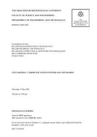 IT & Communication Systems Exam Questions - Manchester Met University