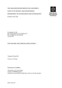 Exam Instructions for Unit 64EE1045: Multimedia Apps in BSc (Hons) Media Tech