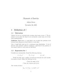 Moment of Inertia, Lecture Notes - Physics