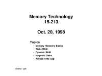 Memory Technology, Lecture Slide - Computer Science