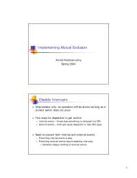 Preventing Concurrent Access: Techniques for Mutual Exclusion