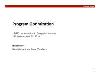 Program Optimization, Lecture Slide - Computer Science - Docsity