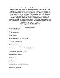 History, Dance, Art - Study Guide | DANCE 45 - Docsity