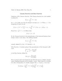 Gamma and Beta Function, Lecture Notes - Mathematics