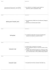 Glossary of Phylogenetics: Key Terms and Definitions