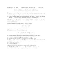 Sample First Exam Questions - Calculus III | MATH 241 - Docsity