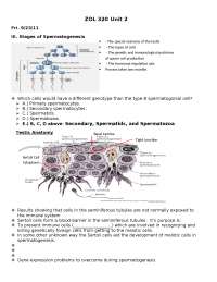 Stages of Spermatogenesis - Developmental Biology | ZOL 320