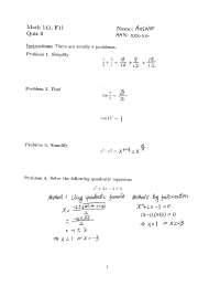 Quiz with Solution for Calculus I | MATH 141 - Docsity