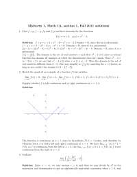 7 Problems with Solutions on Calculus - Examination 1 | MATH 1A - Docsity