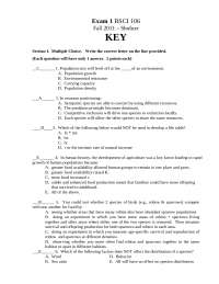 Exam 1 with Answer Key - Principles of Biology II | BSCI 106 - Docsity