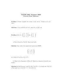 Solutions to Practice Final Exam - Linear Algebra | MATH 4305 - Docsity