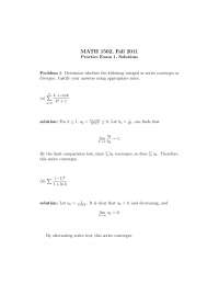 Exam 1 with Solution - Calculus II | MATH 1502 - Docsity