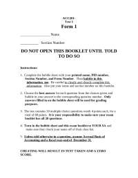 ACC201- Test 1 on Financial Accounting - Prof. Charles Bokemeier