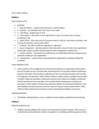 Final Exam Study Guide - Principles Public Relations | CO 3803