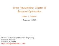 Linear Programming Structural Optimization, Lecture Notes - Mathematics