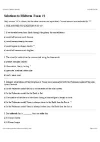 Solutions to Midterm Exam #1 in Astronomy - Prof. Peter Becker