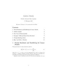 Additive Models in Data Analysis: Backfitting Algorithm and Dimensionality Curse