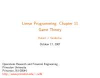 Linear Programming Game Theory, Lecture Notes - Mathematics