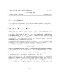 Expander Graphs and Error-Correcting Codes: Lecture 10 by Daniel A. Spielman