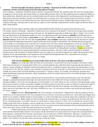 Analysis of Aquinas, Gallagher, Mappes, and Corvino on Marriage & Same-Sex Debate - Prof. 