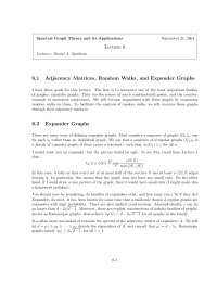 Lecture 6: Spectral Graph Theory and Expander Graphs