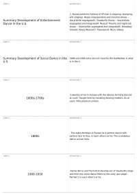 History of Dance in America: Evolution of Social and Entertainment Dances