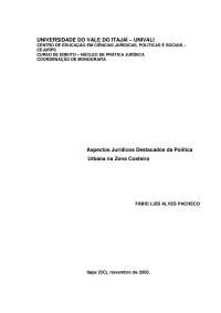 Aspectos Jurídicos Destacados da Política Urbana na Zona Costeira