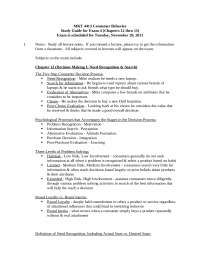 Study Guide Exam 4 - Consumer Behavior | MKT 4413 - Docsity