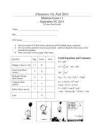 Midterm Exam - General Chemistry | CHEM 1A - Docsity