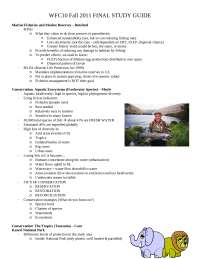 Marine Fisheries and Conservation: A Study Guide for WFC10 Fall 2011 - Prof. Peter B. Moyl