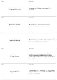 Terminology and Concepts in Experimental Biology and Molecular Biology