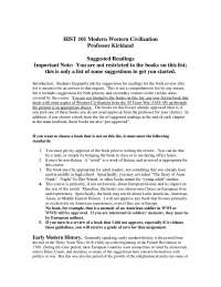 European History: Recommended Books for Early Modern to 20th Century Studies - Prof. Kenne